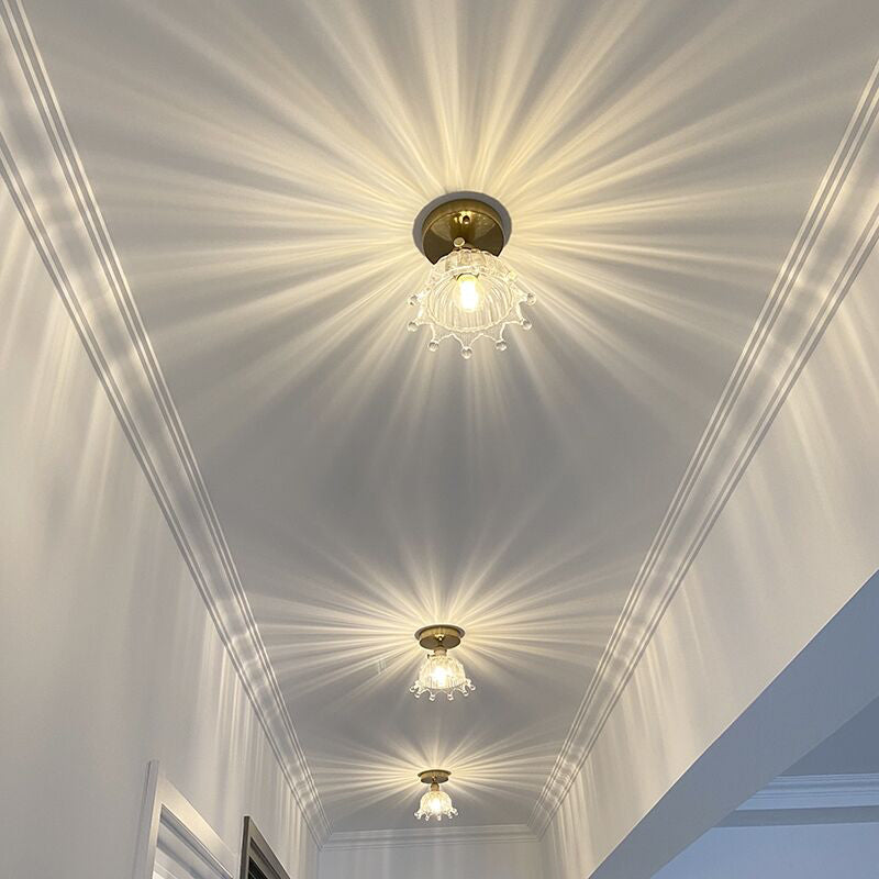 Crown Flush Mount Fixture Colonial Style Copper Ceiling Light
