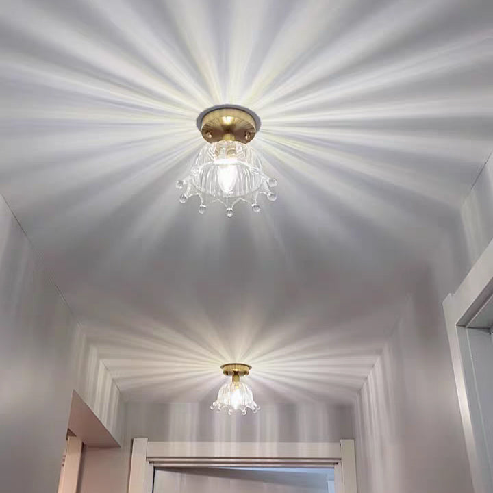 Crown Flush Mount Fixture Colonial Style Copper Ceiling Light