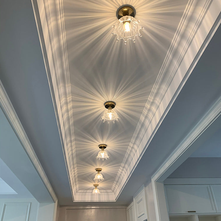 Crown Flush Mount Fixture Colonial Style Copper Ceiling Light