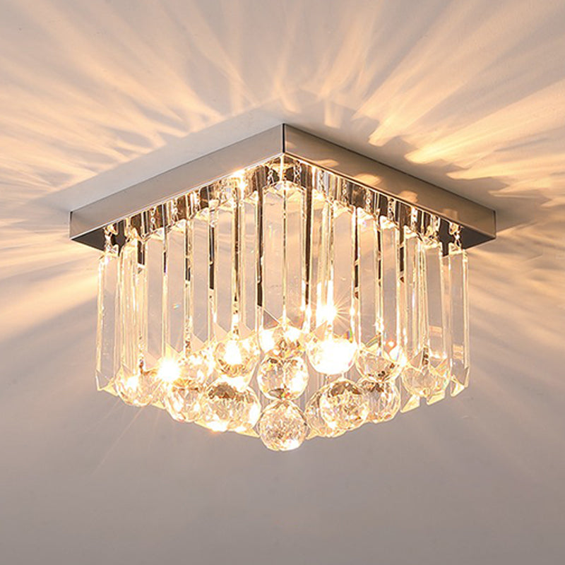 Moderne plafondlamp met eenvoudige geometrie, roestvrij staal, inbouw voor gang