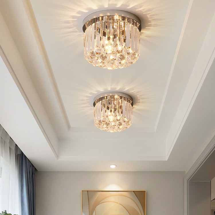 Moderne plafondlamp met eenvoudige geometrie, roestvrij staal, inbouw voor gang