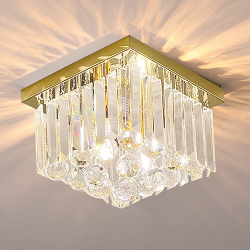 Moderne plafondlamp met eenvoudige geometrie, roestvrij staal, inbouw voor gang