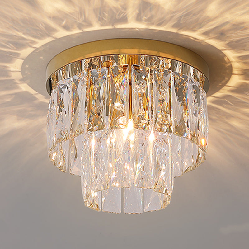 Moderne plafondlamp met eenvoudige geometrie, roestvrij staal, inbouw voor gang