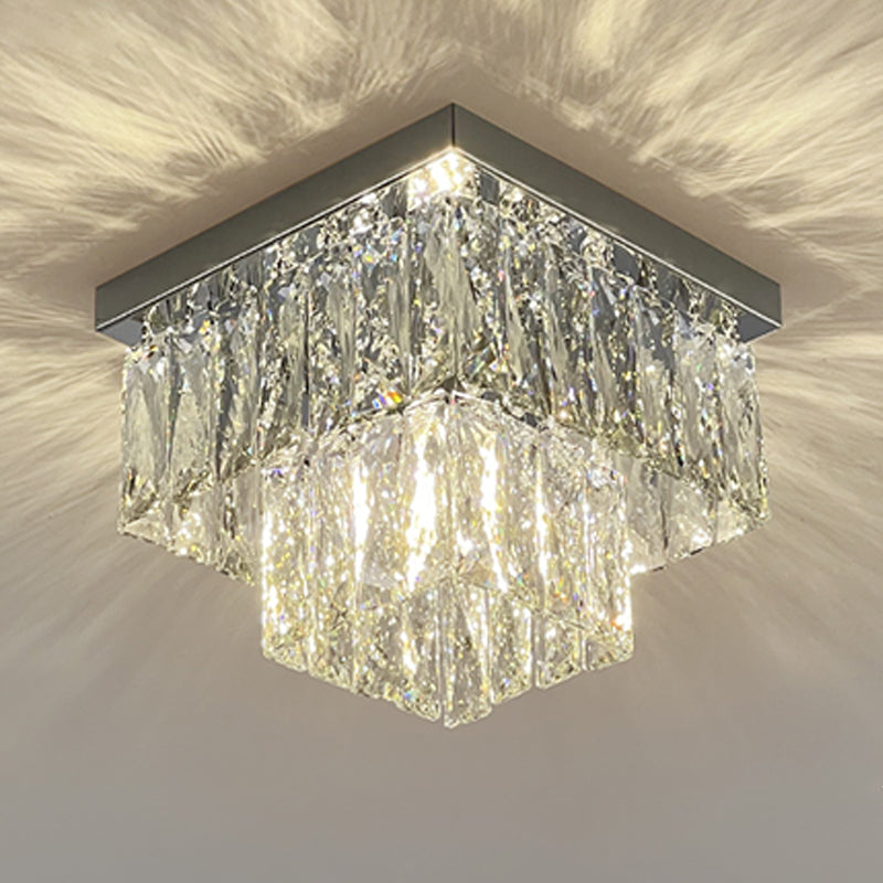 Moderne plafondlamp met eenvoudige geometrie, roestvrij staal, inbouw voor gang