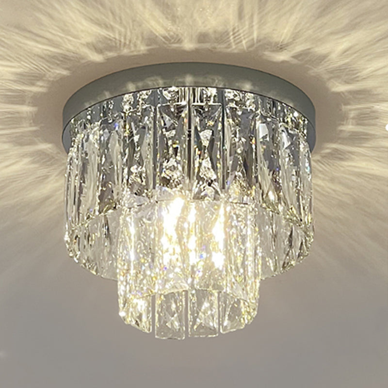 Moderne plafondlamp met eenvoudige geometrie, roestvrij staal, inbouw voor gang