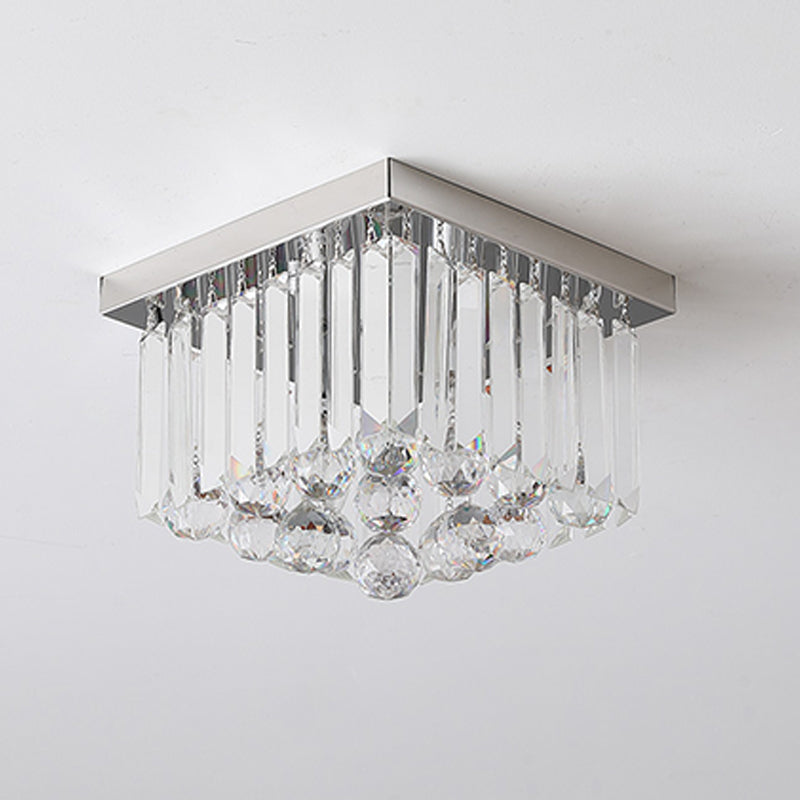 Moderne plafondlamp met eenvoudige geometrie, roestvrij staal, inbouw voor gang