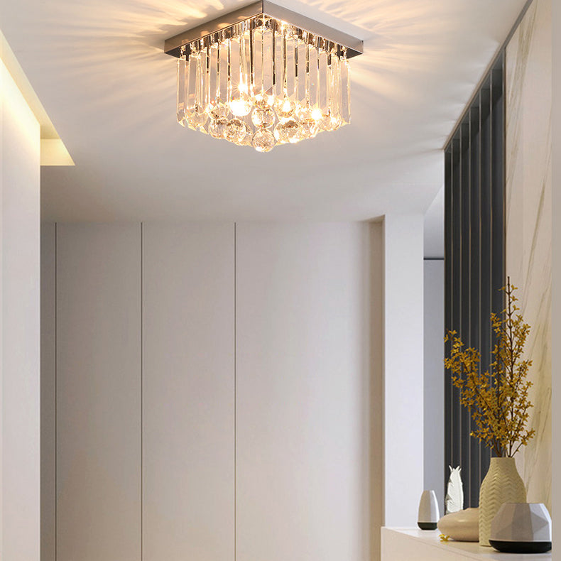 Moderne plafondlamp met eenvoudige geometrie, roestvrij staal, inbouw voor gang