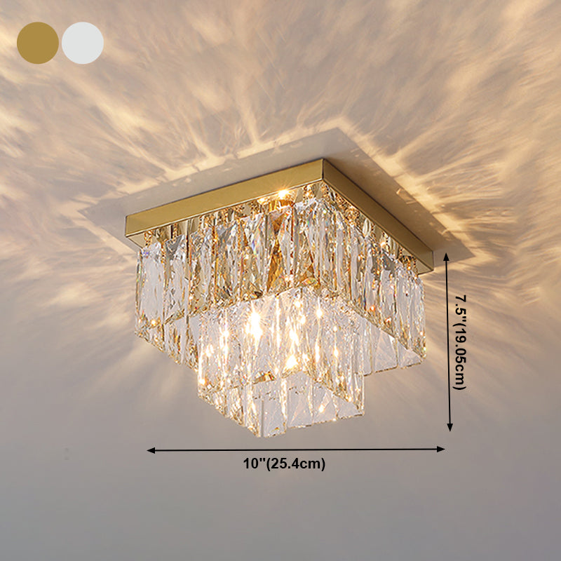 Moderne plafondlamp met eenvoudige geometrie, roestvrij staal, inbouw voor gang