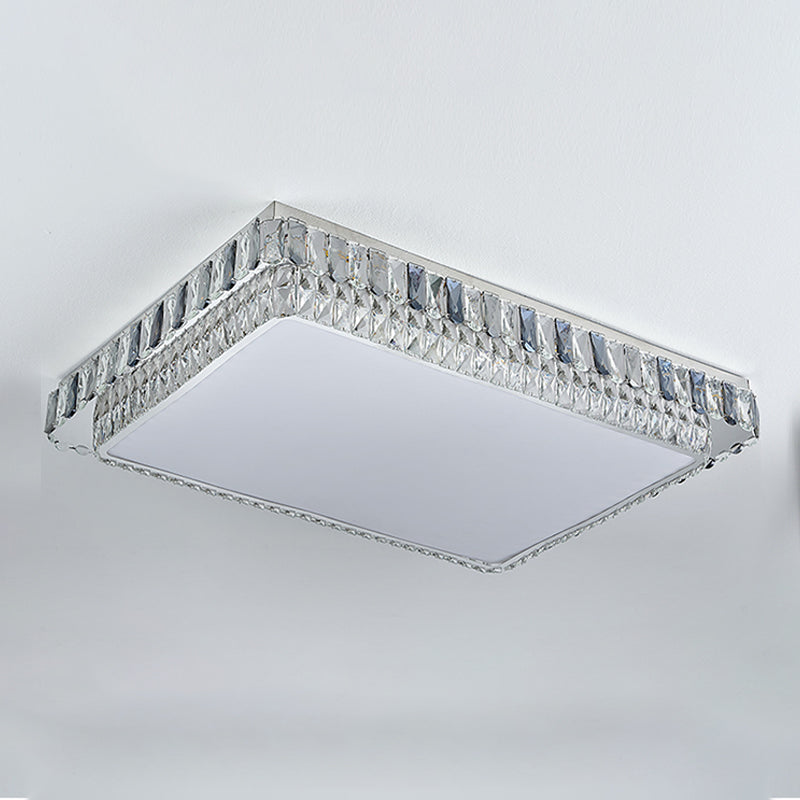 Modern Simple Crystal LED Ceiling Lamp Stainless Steel Geometry Shape Flush Mount