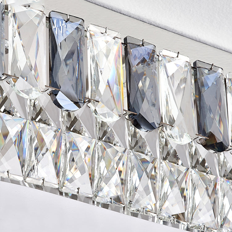 Modern Simple Crystal LED Ceiling Lamp Stainless Steel Geometry Shape Flush Mount