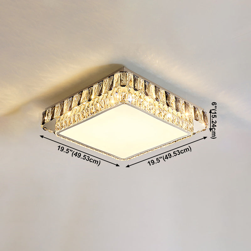 Modern Simple Crystal LED Ceiling Lamp Stainless Steel Geometry Shape Flush Mount
