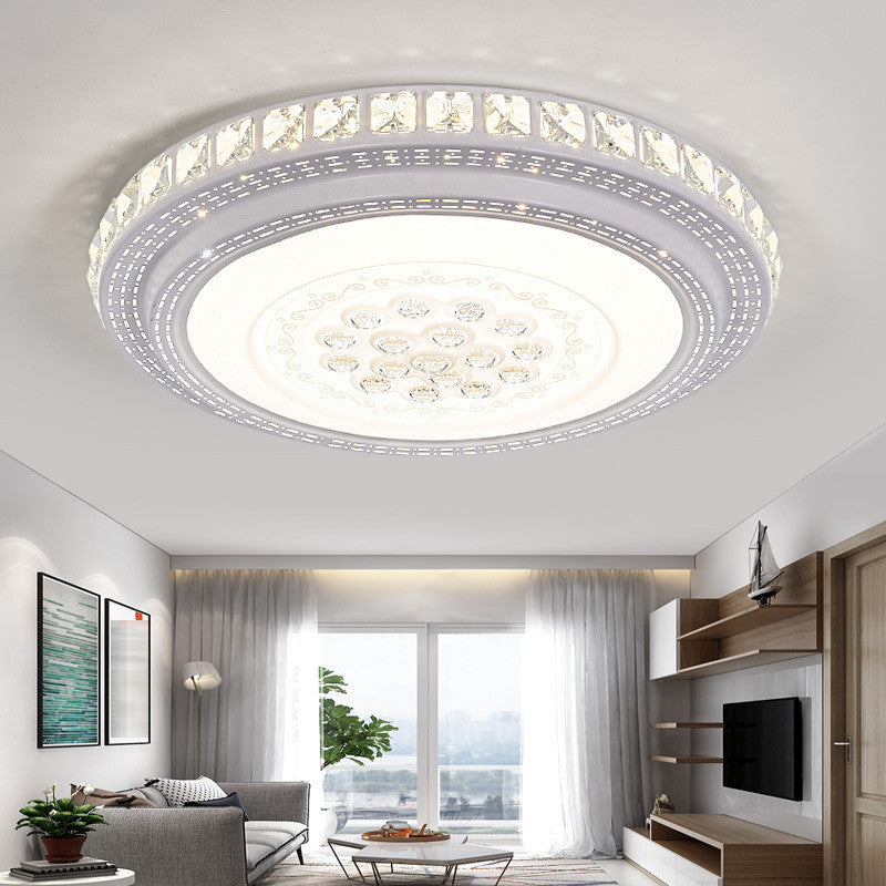 Modern Simple Crystal LED Ceiling Lamp Round Shape Flush Mount for Living Room