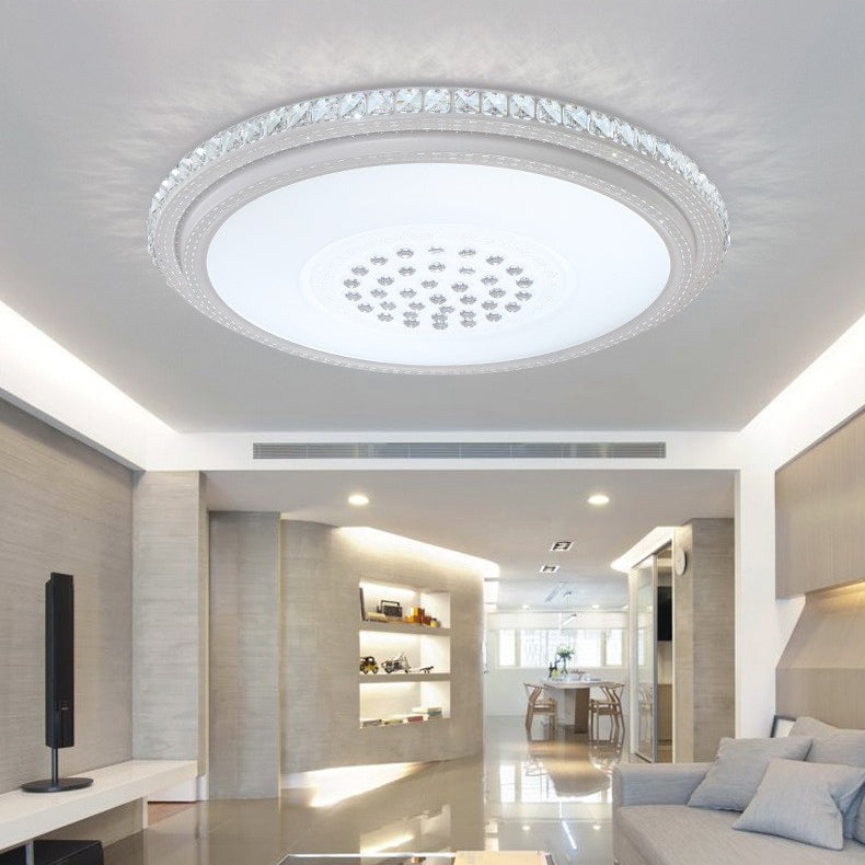 Modern Simple Crystal LED Ceiling Lamp Round Shape Flush Mount for Living Room