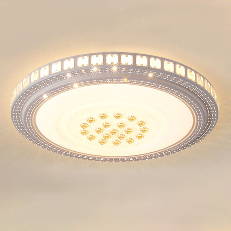 Modern Simple Crystal LED Ceiling Lamp Round Shape Flush Mount for Living Room