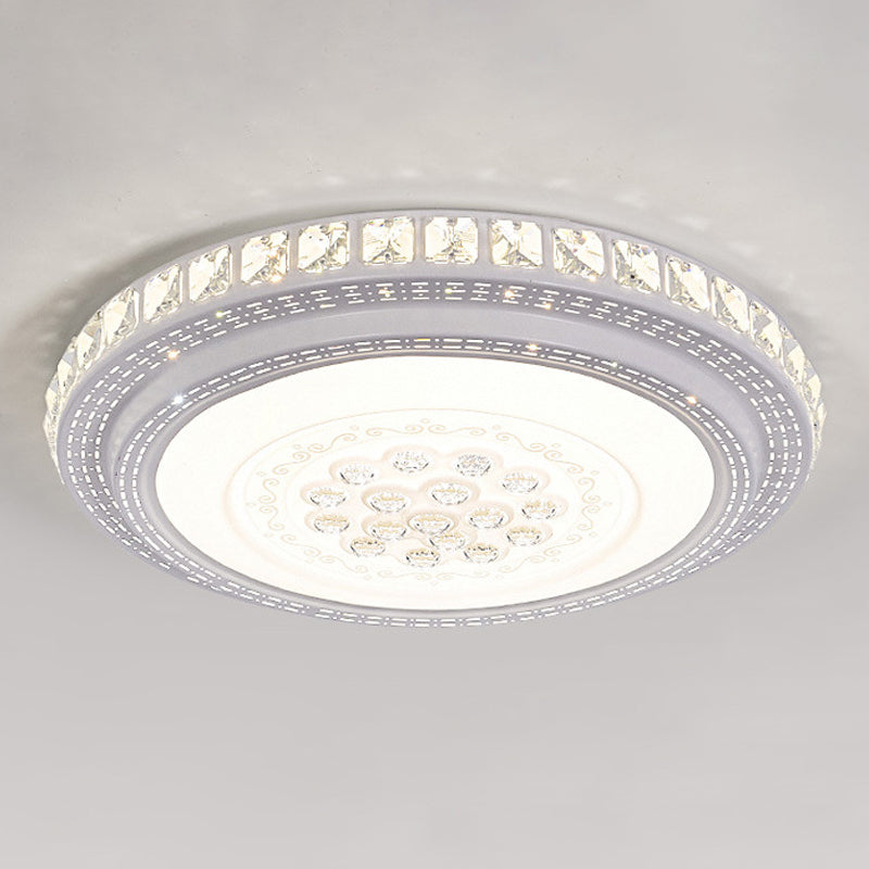 Modern Simple Crystal LED Ceiling Lamp Round Shape Flush Mount for Living Room