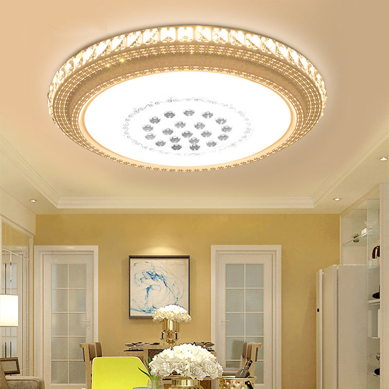 Modern Simple Crystal LED Ceiling Lamp Round Shape Flush Mount for Living Room