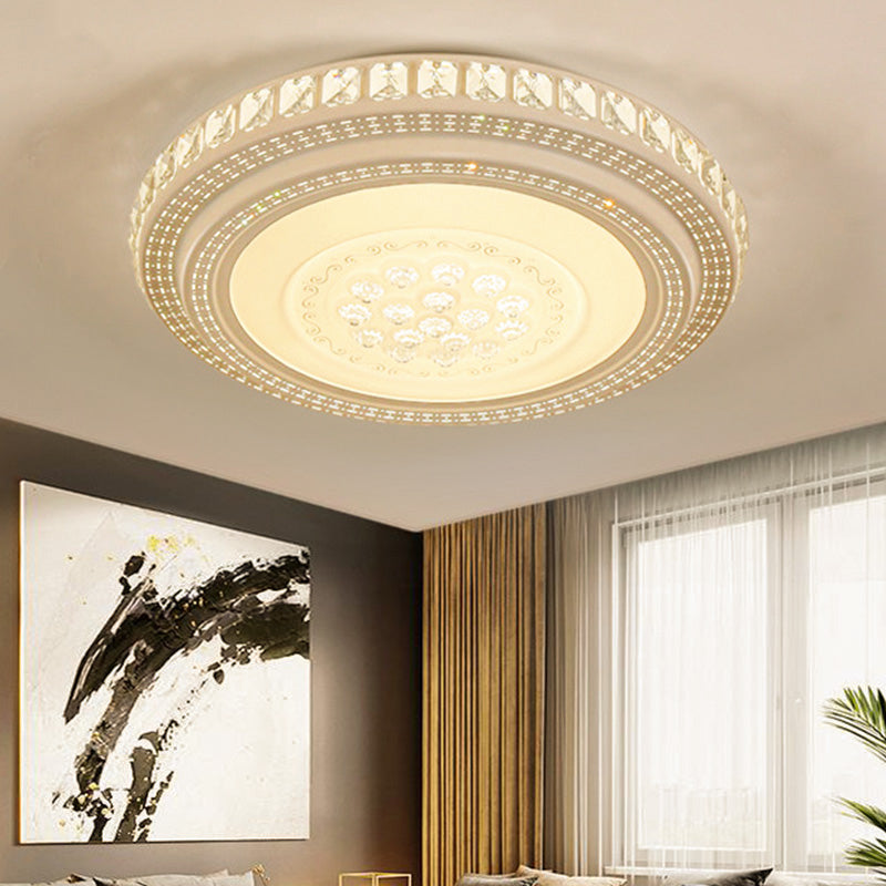 Modern Simple Crystal LED Ceiling Lamp Round Shape Flush Mount for Living Room