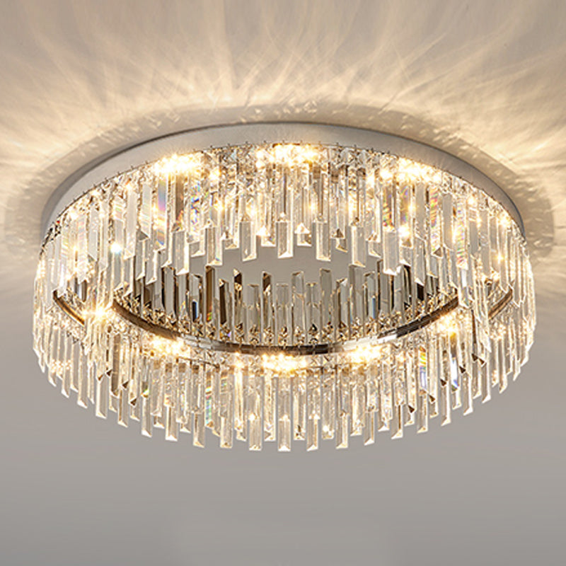 Plafonnier LED rond de luxe moderne en acier inoxydable, montage encastré pour salon
