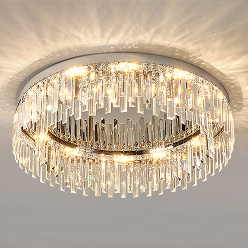 Plafonnier LED rond de luxe moderne en acier inoxydable, montage encastré pour salon