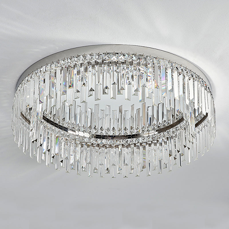 Plafonnier LED rond de luxe moderne en acier inoxydable, montage encastré pour salon