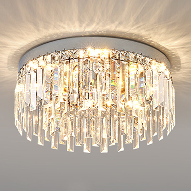 Plafonnier LED rond de luxe moderne en acier inoxydable, montage encastré pour salon