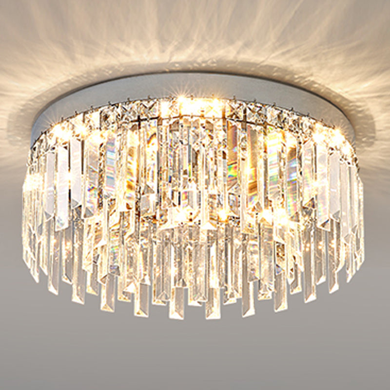 Plafonnier LED rond de luxe moderne en acier inoxydable, montage encastré pour salon