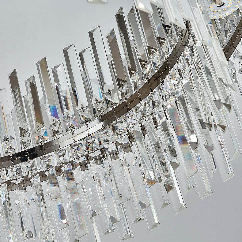 Plafonnier LED rond de luxe moderne en acier inoxydable, montage encastré pour salon