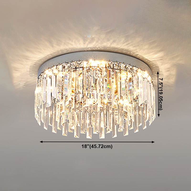 Plafonnier LED rond de luxe moderne en acier inoxydable, montage encastré pour salon