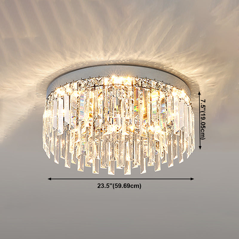 Plafonnier LED rond de luxe moderne en acier inoxydable, montage encastré pour salon