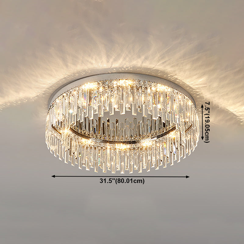 Plafonnier LED rond de luxe moderne en acier inoxydable, montage encastré pour salon