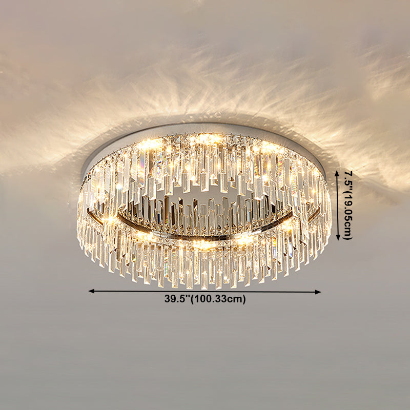Plafonnier LED rond de luxe moderne en acier inoxydable, montage encastré pour salon