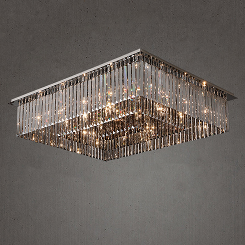 Plafonnier en cristal simple et moderne, en acier inoxydable, forme géométrique, montage encastré