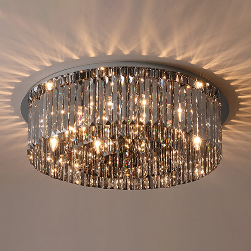 Plafonnier en cristal simple et moderne, en acier inoxydable, forme géométrique, montage encastré