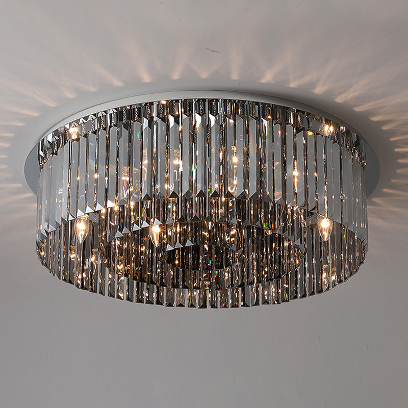 Plafonnier en cristal simple et moderne, en acier inoxydable, forme géométrique, montage encastré