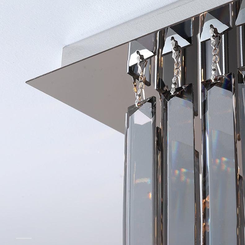 Plafonnier en cristal simple et moderne, en acier inoxydable, forme géométrique, montage encastré