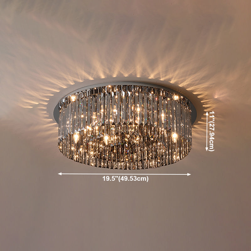 Plafonnier en cristal simple et moderne, en acier inoxydable, forme géométrique, montage encastré