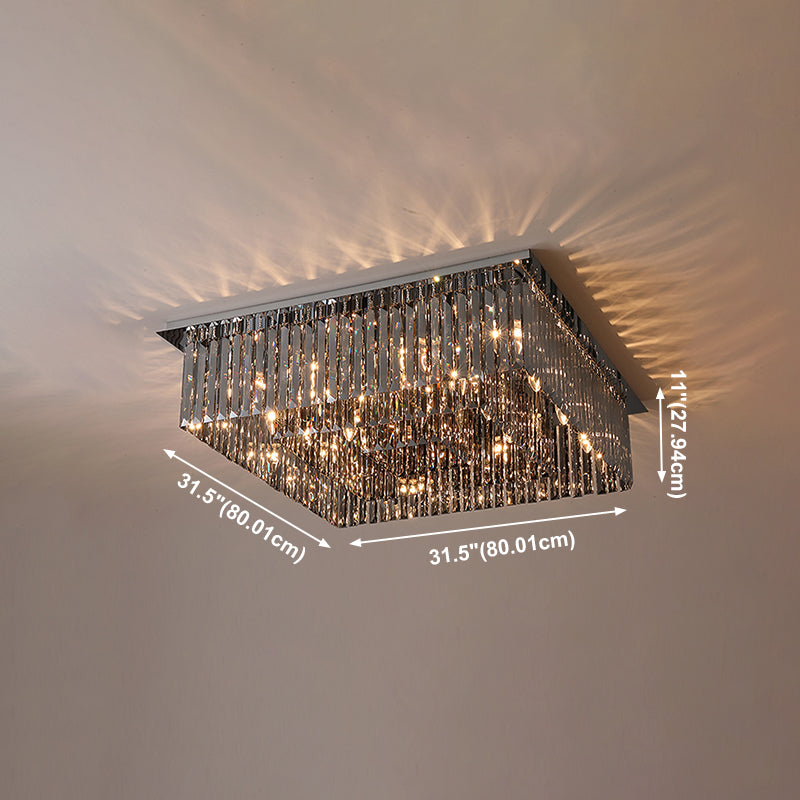 Plafonnier en cristal simple et moderne, en acier inoxydable, forme géométrique, montage encastré