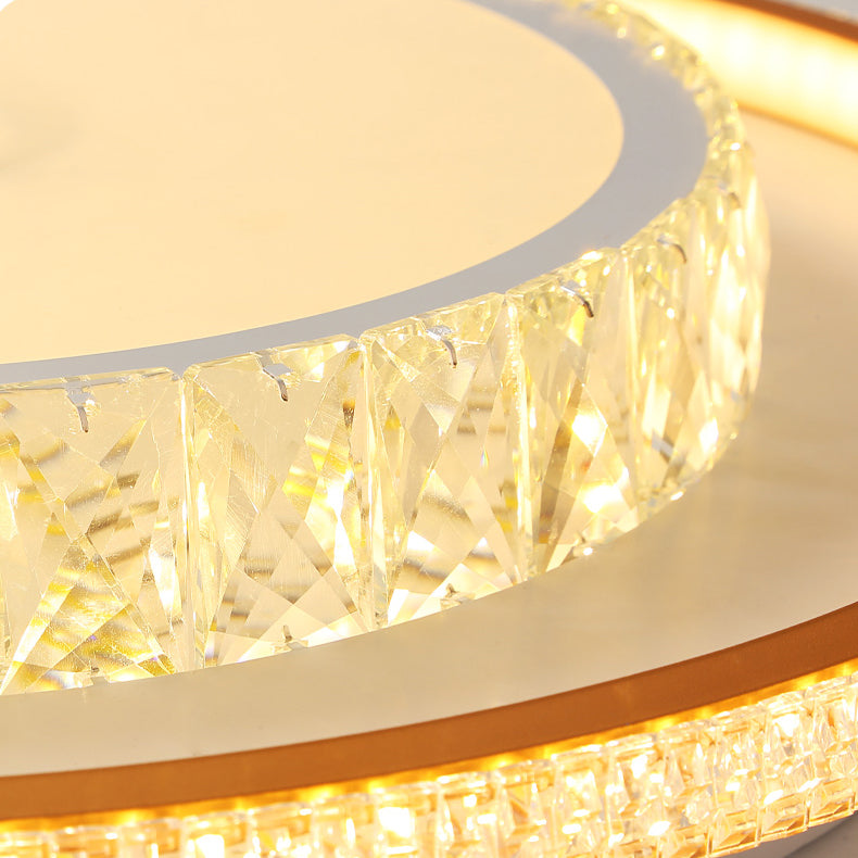 Modern Simple Style Geometry Shape Crystal LED Ceiling Lamp Iron 2 Lights for Bedroom