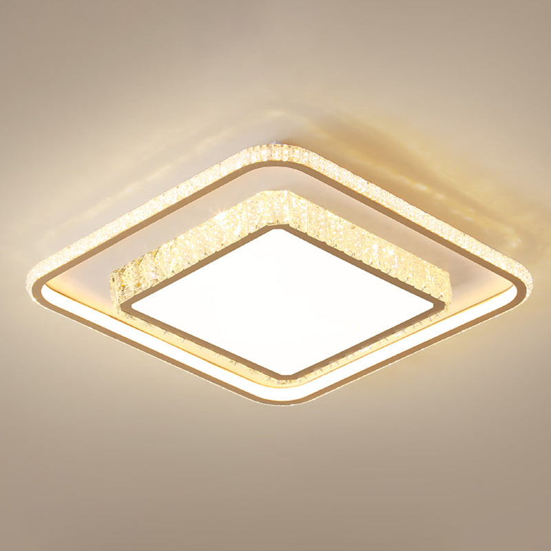 Modern Simple Style Geometry Shape Crystal LED Ceiling Lamp Iron 2 Lights for Bedroom