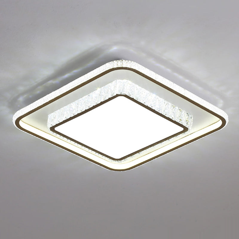 Modern Simple Style Geometry Shape Crystal LED Ceiling Lamp Iron 2 Lights for Bedroom