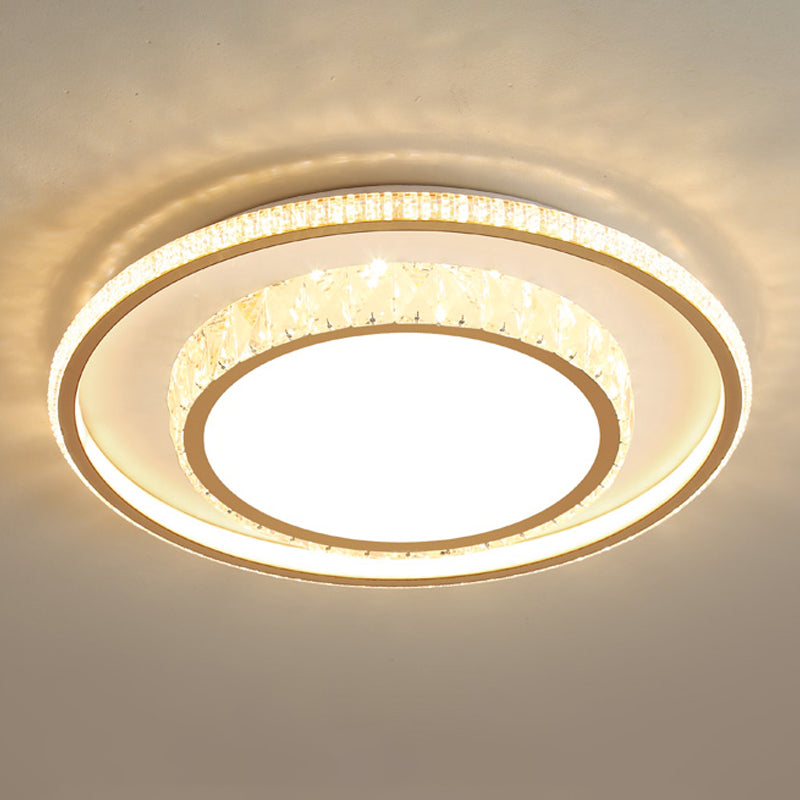 Modern Simple Style Geometry Shape Crystal LED Ceiling Lamp Iron 2 Lights for Bedroom