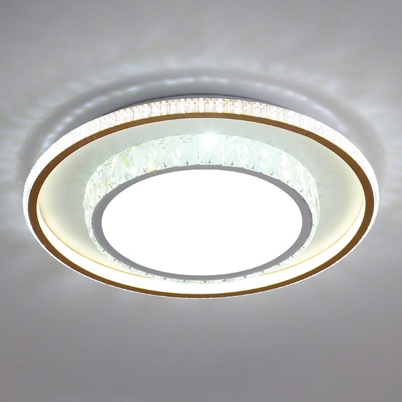 Modern Simple Style Geometry Shape Crystal LED Ceiling Lamp Iron 2 Lights for Bedroom