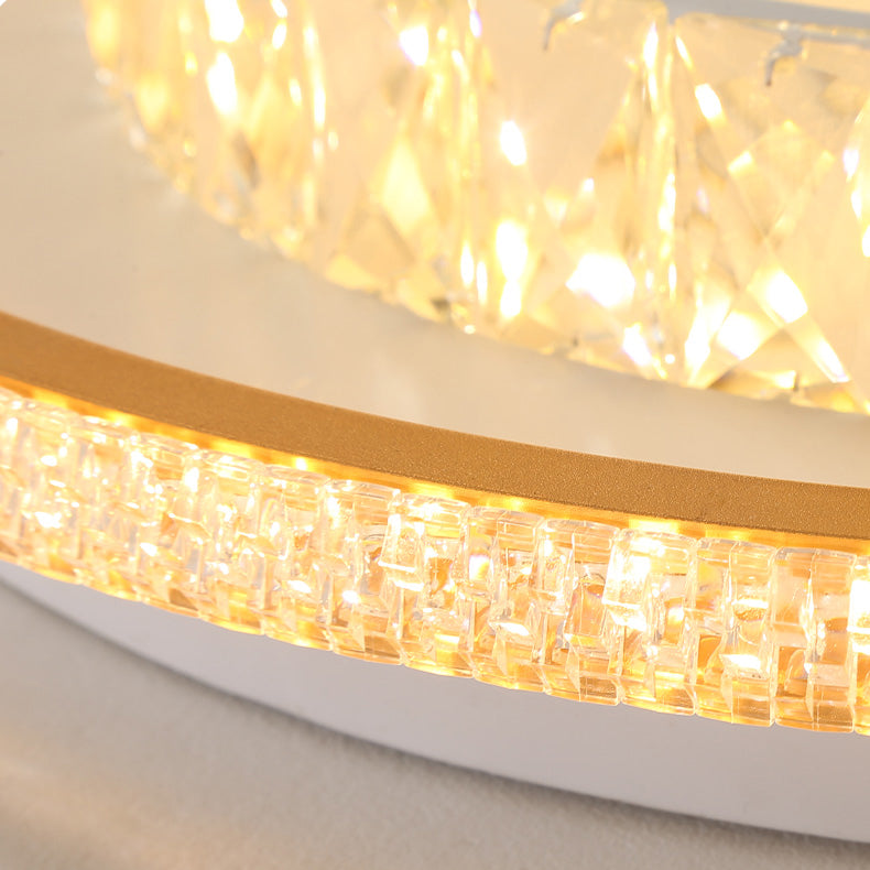 Lampe de plafond LED en cristal de forme géométrique de Style Simple moderne en fer 2 lumières pour chambre à coucher