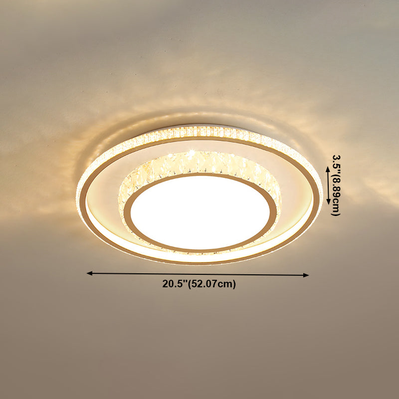 Modern Simple Style Geometry Shape Crystal LED Ceiling Lamp Iron 2 Lights for Bedroom