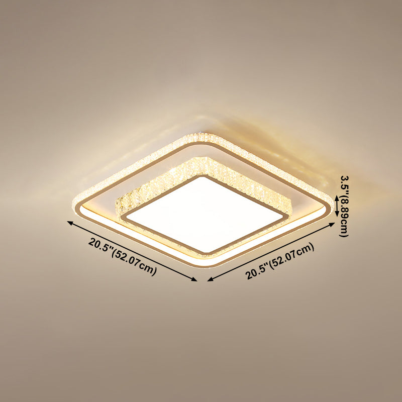 Modern Simple Style Geometry Shape Crystal LED Ceiling Lamp Iron 2 Lights for Bedroom
