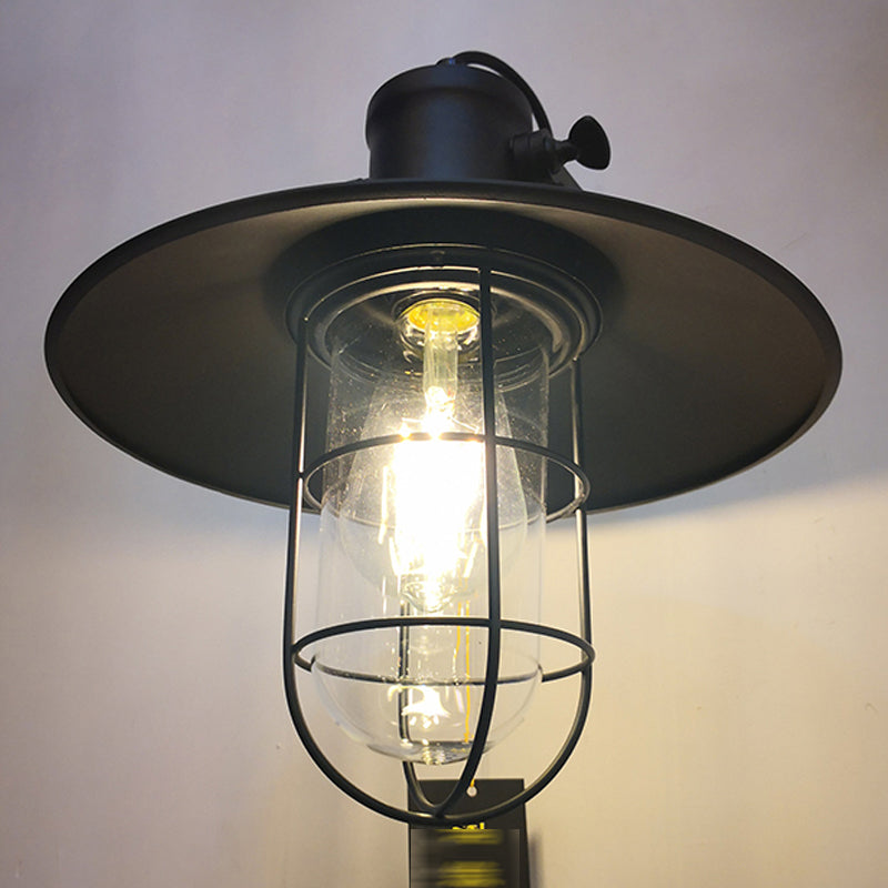 Lampada a parete in gabbia in gabbia in stile industriale 1 illuminazione montata a parete in nero