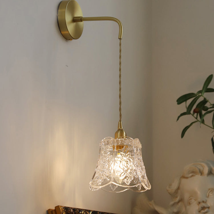 Industrial Style Geometric Wall Lamp Light Glass 1 Light Wall Mounted Lighting in Gold