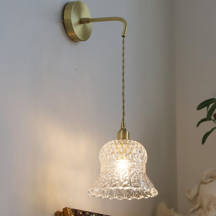 Industrial Style Geometric Wall Lamp Light Glass 1 Light Wall Mounted Lighting in Gold