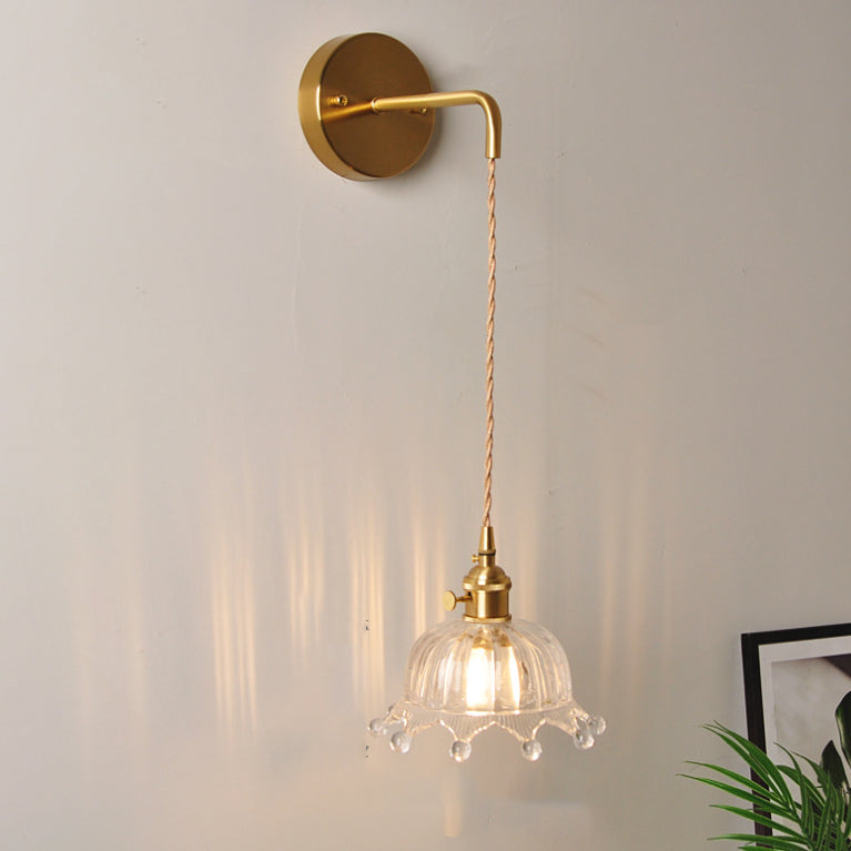 Industrial Style Geometric Wall Lamp Light Glass 1 Light Wall Mounted Lighting in Gold