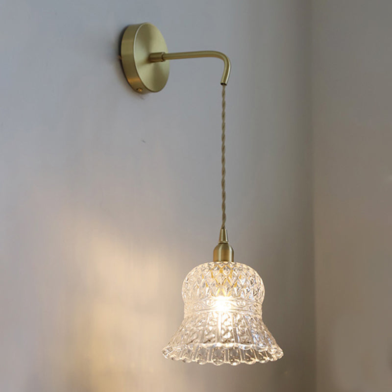 Industrial Style Geometric Wall Lamp Light Glass 1 Light Wall Mounted Lighting in Gold